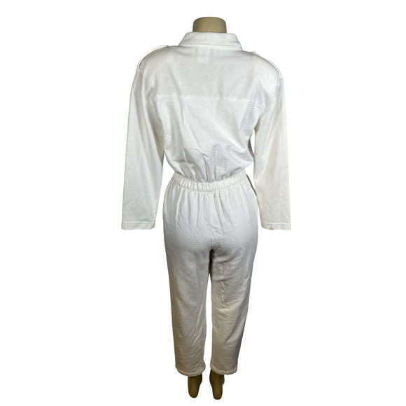 Vintage Saint Germain Paris Jumpsuit Womens 10 White Button Down Embellished 80s - Picture 5 of 16